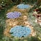Glitzhome® 10" Set of 2 Cement Blue and Purple Hydrangea Textured Stepping Stones